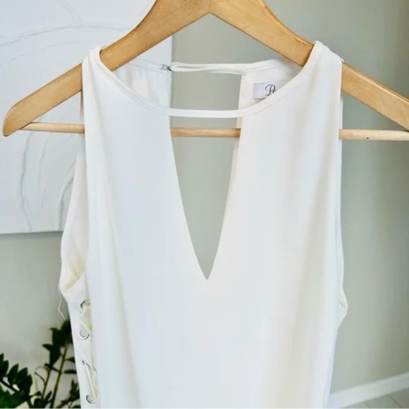 Parker Riviera Lace-Up Sides White Dress Keyhole Neck - Picture 10 of 15